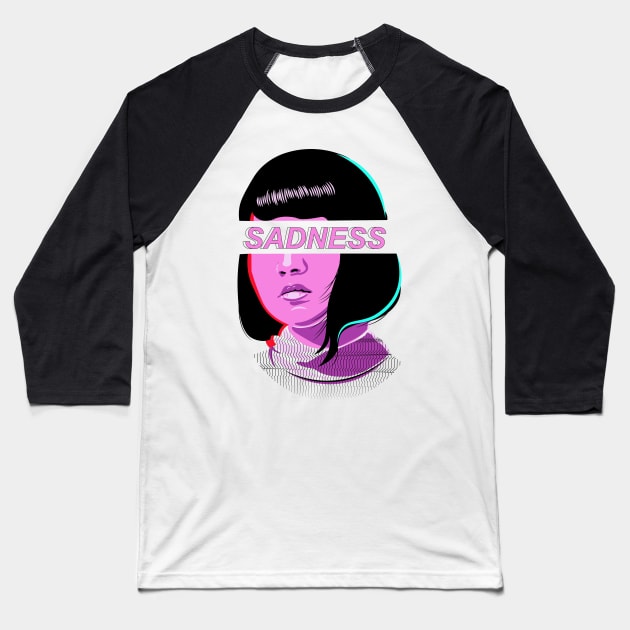 Sadness Vaporwave Girl Baseball T-Shirt by ArtMoore98